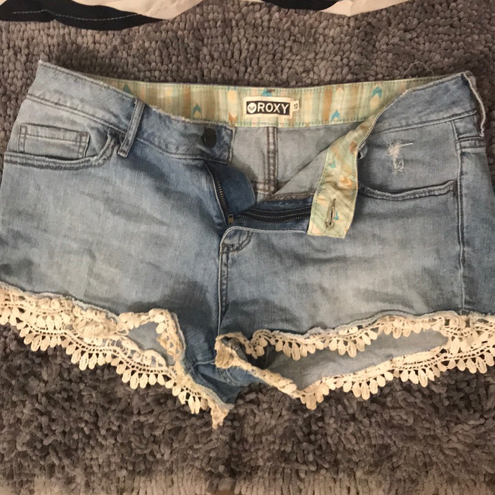 Roxy Jean Shorts w/ lace detail